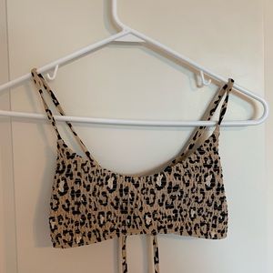 Hollister Smocked Cheetah Bikini Top, Small